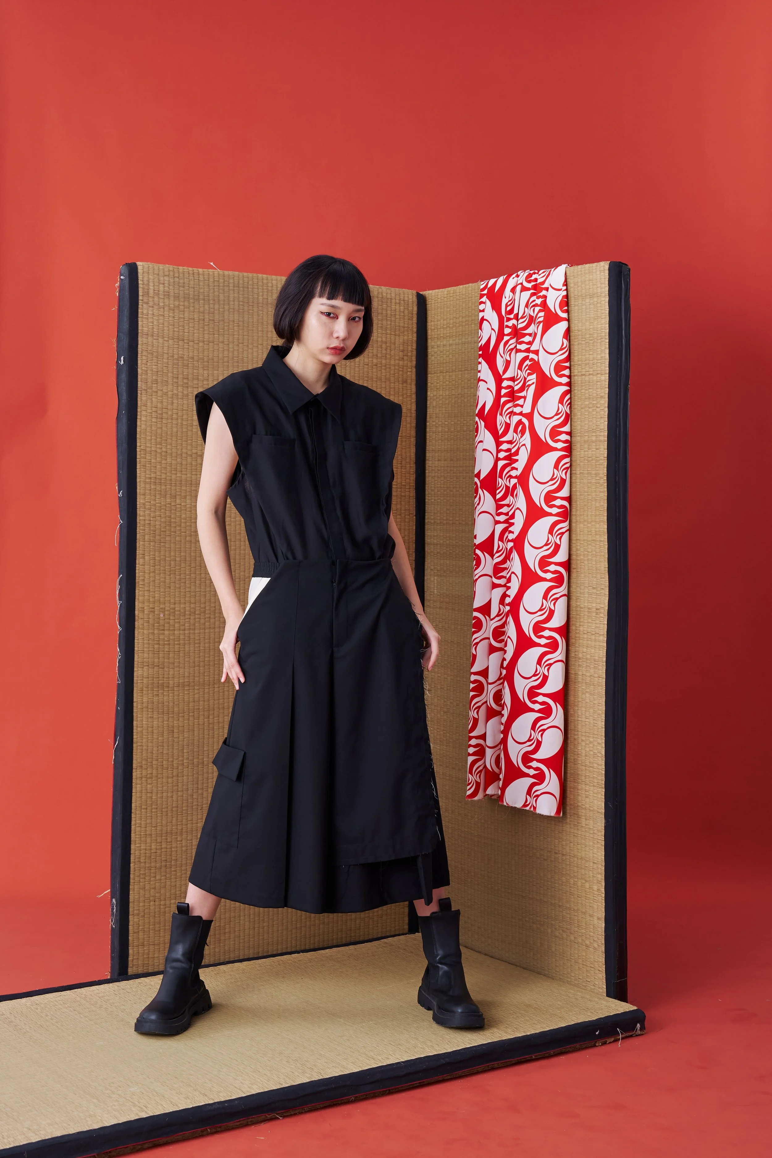 INF Deconstructed Pleated Japanese-Style Wide Shorts — INF
